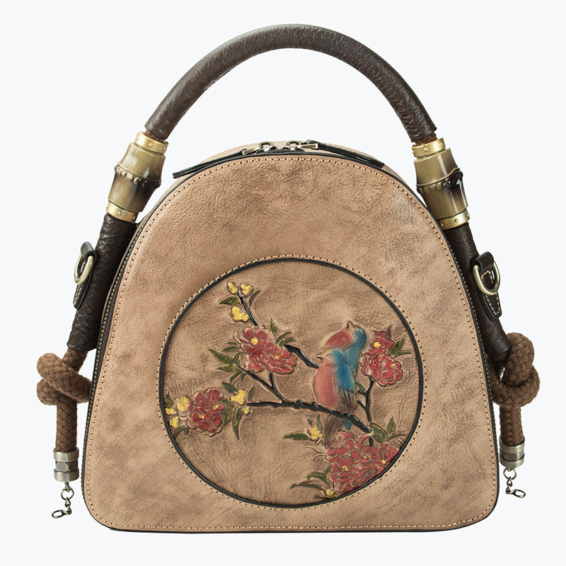 Women's Handmade Retro Genuine Leather Handbag – Artisan Crafted Shoulder Bag