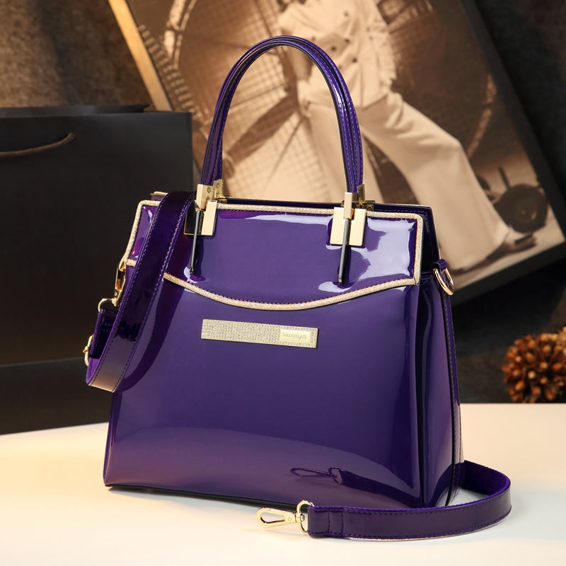 Women's Patent Leather Shell Shoulder Bag – Soft Cowhide Stitching Messenger Bag