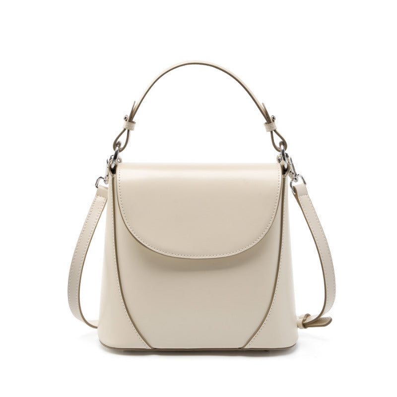 Women's Genuine Leather Square Shoulder Bag – Two-Layer Cowhide Urban Handbag
