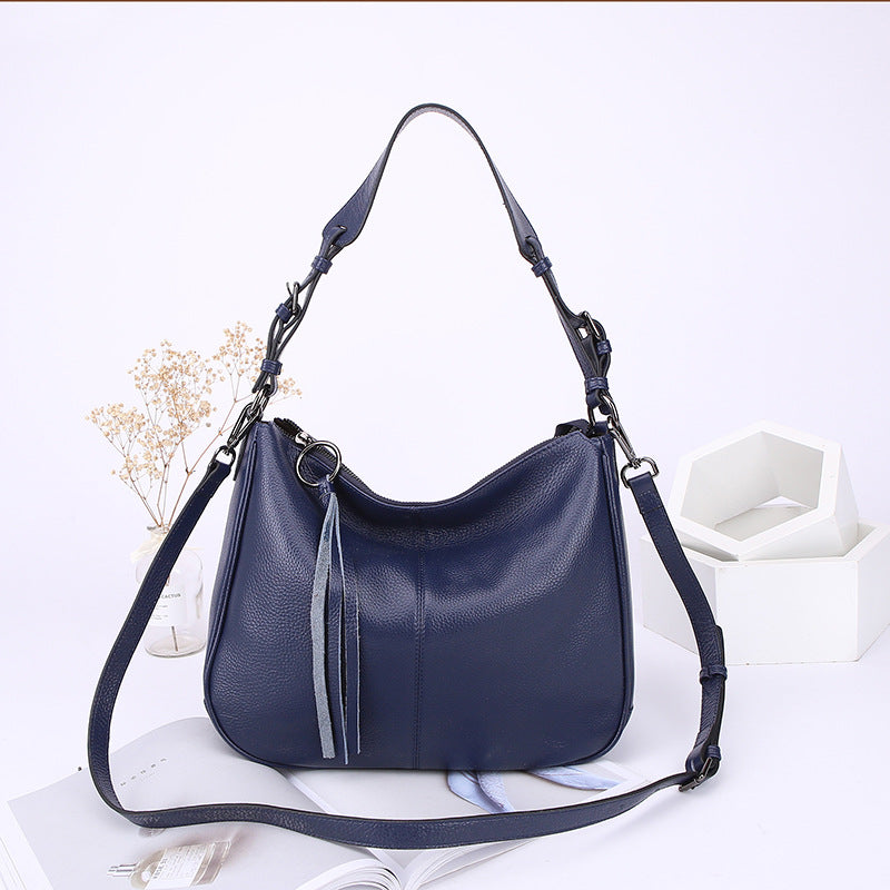 Women's First Layer Cowhide Tassel Tote Bag – Large Genuine Leather Shoulder Handbag