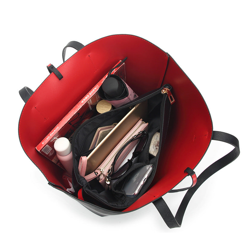 Women's Large Capacity PU Tote Bag – Multi-functional Mother & Shoulder Bag Set