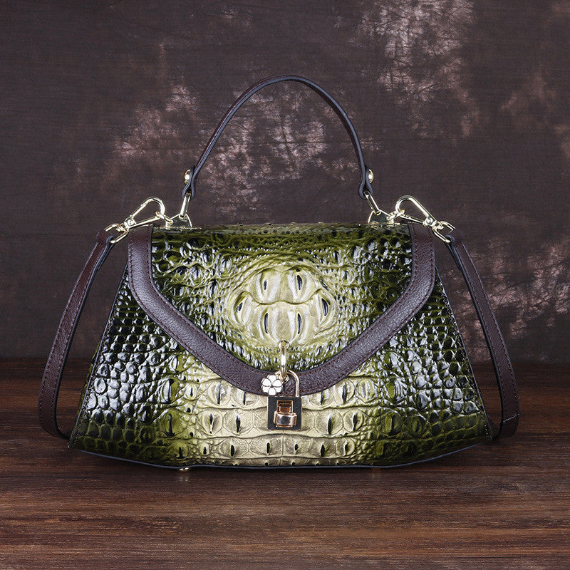 Women's Top Layer Cowhide Colour-Block Shoulder Bag – Soft Genuine Leather Messenger Bag