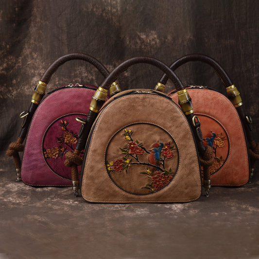 Women's Handmade Retro Genuine Leather Handbag – Artisan Crafted Shoulder Bag