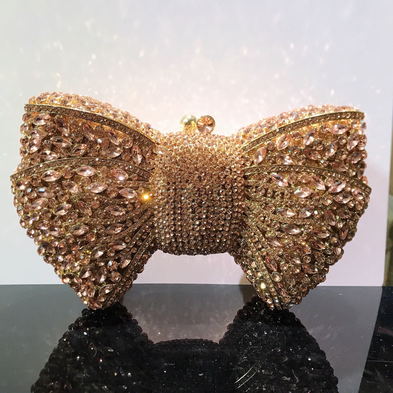 Women's Bow Diamond Rhinestone Clutch – Hard Metal Evening Bag in 22 Colours