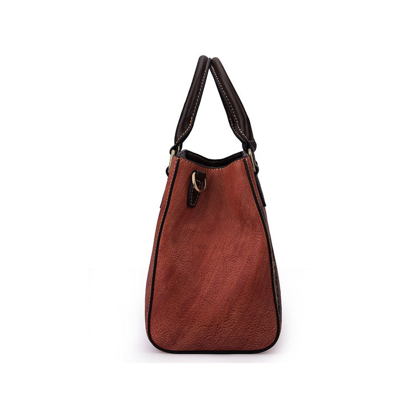 Women's Top Layer Cowhide Plaid Retro Messenger Bag – Genuine Leather Shoulder Handbag