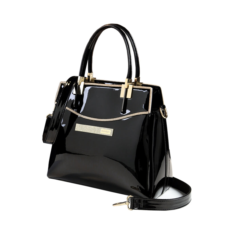 Women's Patent Leather Shell Shoulder Bag – Soft Cowhide Stitching Messenger Bag