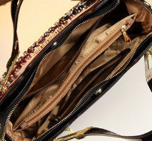 Women's Studded Leather Tote Bag – Fashionable Elegant Handbag