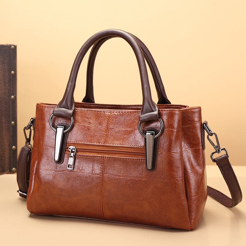 Women's Retro Contrast Colour Shoulder Bag – Large Capacity PU Leather Tote