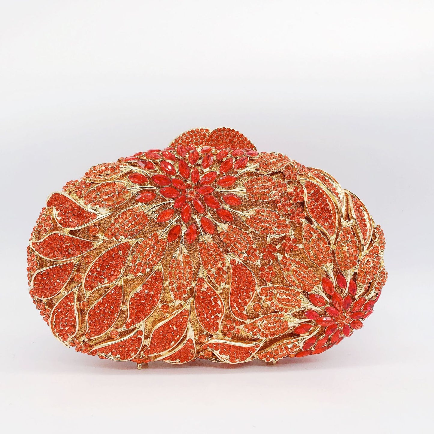 Women's Leaf & Flower Diamond Inlaid Dinner Bag – Floral Crystal Evening Clutch