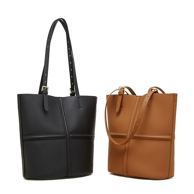 Women's First Layer Cowhide Bucket Bag – Large Genuine Leather Shoulder & Crossbody