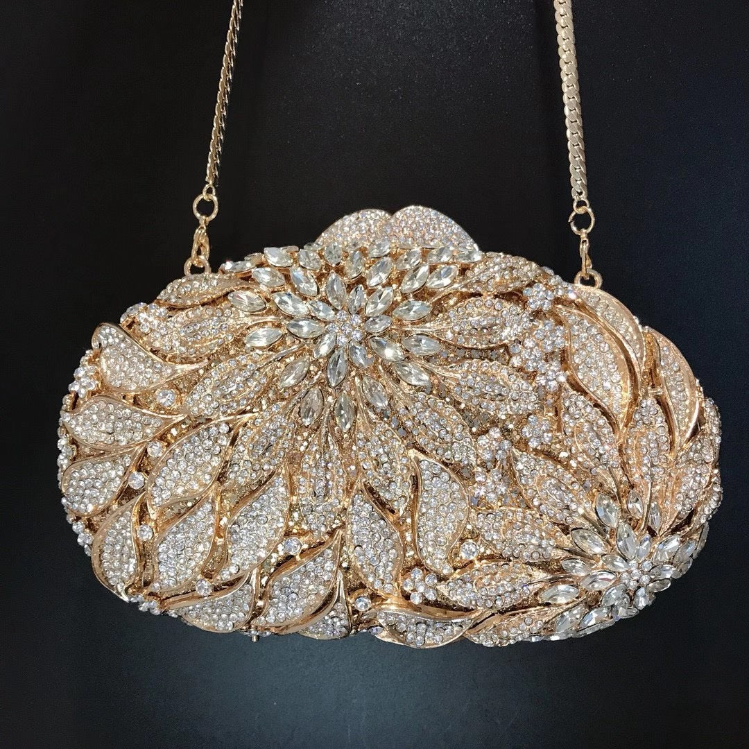 Women's Rhinestone Cutout Clutch Bag – Fashion Evening Clutch with Colour Detail