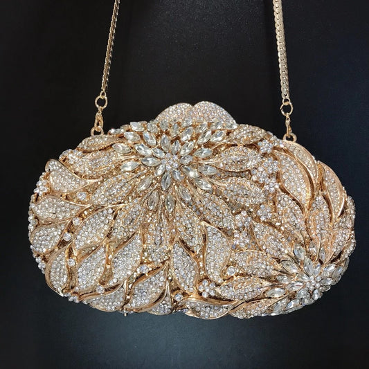 Women's Rhinestone Cutout Clutch Bag – Fashion Evening Clutch with Colour Detail