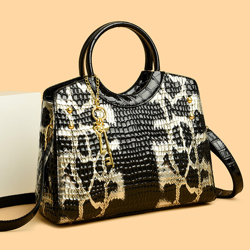 Women's Retro Snakeskin Pattern Large Handbag – Fashion Portable Tote Shoulder Bag