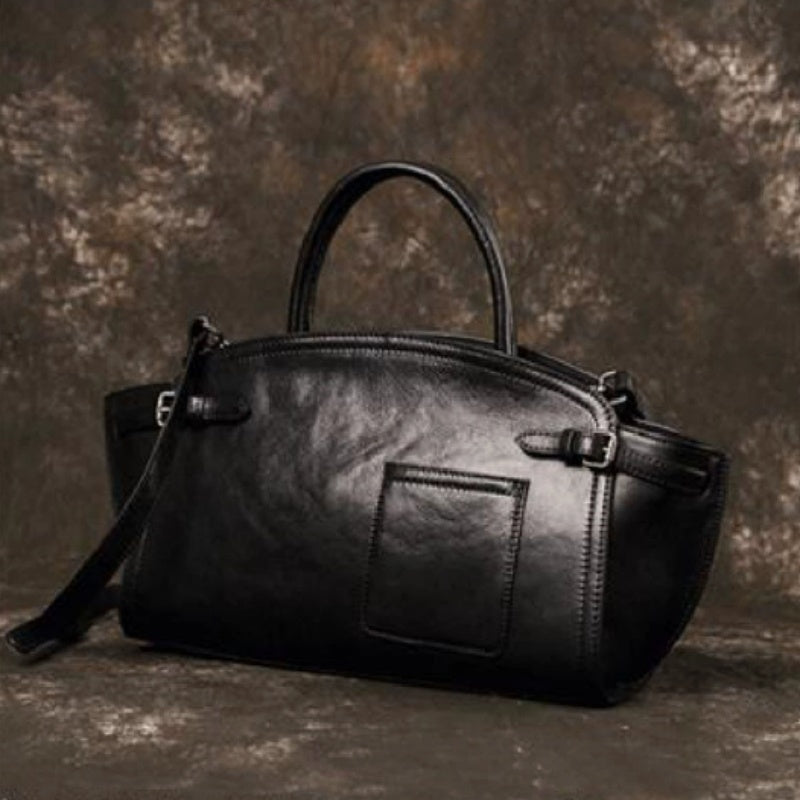Women's Top Grain Leather Zip Crossbody Bag – Casual Dumpling Shape Handbag