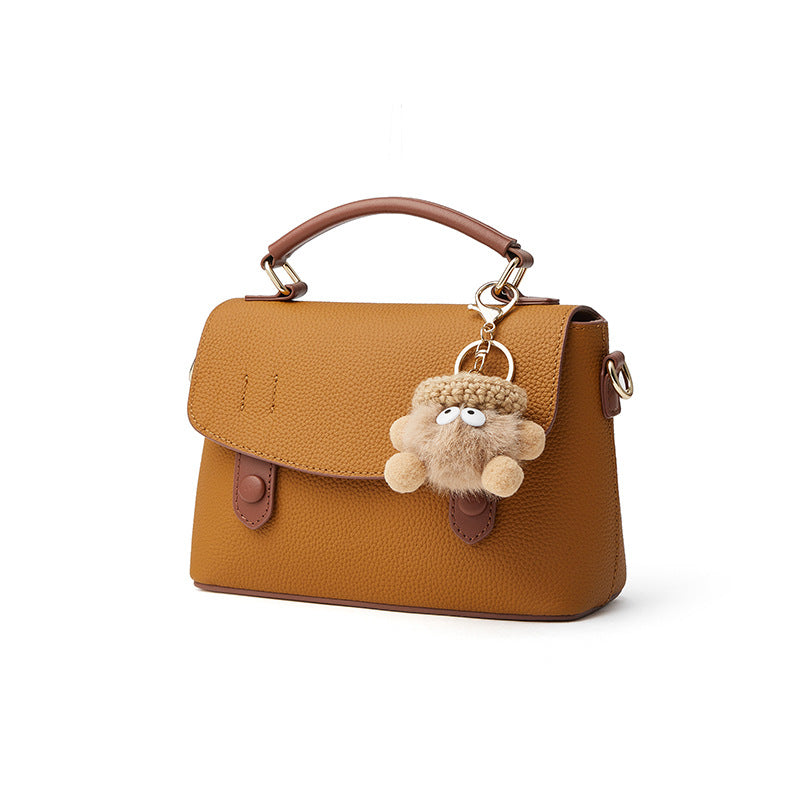 Women's Full-Grain Cowhide Cambridge Bag – Colour Block Genuine Leather Shoulder Bag