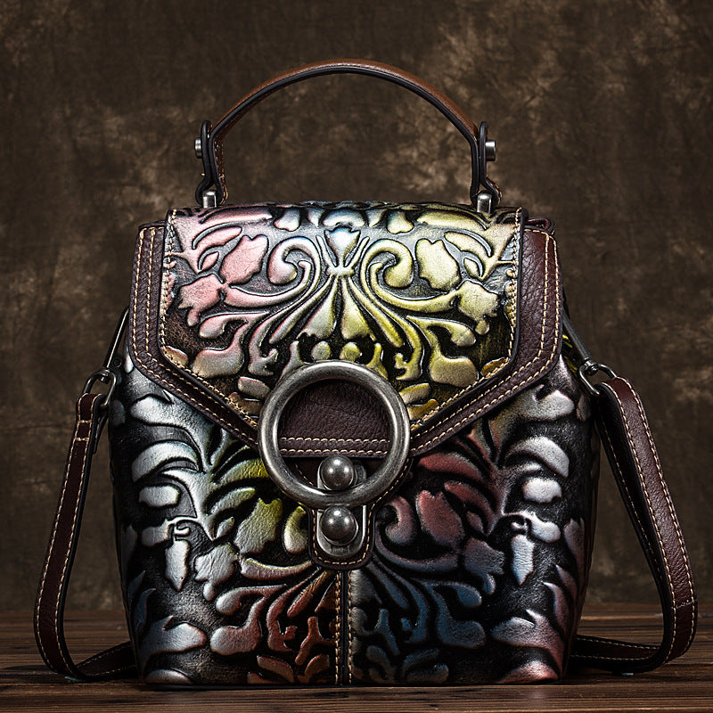 Women's Genuine Leather Backpack & Shoulder Bag – Multi-Function Cowhide Crossbody