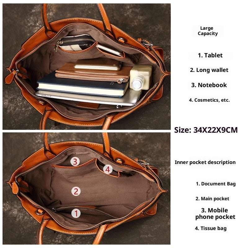 Women's Top Grain Leather Zip Crossbody Bag – Casual Dumpling Shape Handbag