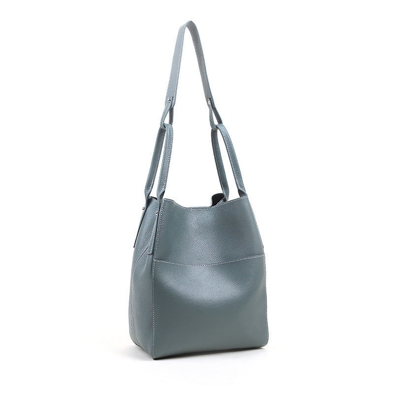 Women's First Layer Cowhide Litchi Pattern Flap Bag – Soft Genuine Leather Messenger Bag
