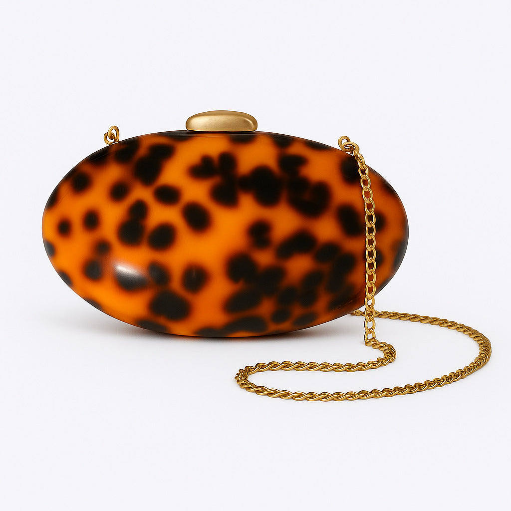 Women's Acrylic Snake Pattern Evening Bag – Hard Structured Crossbody Clutch in Amber