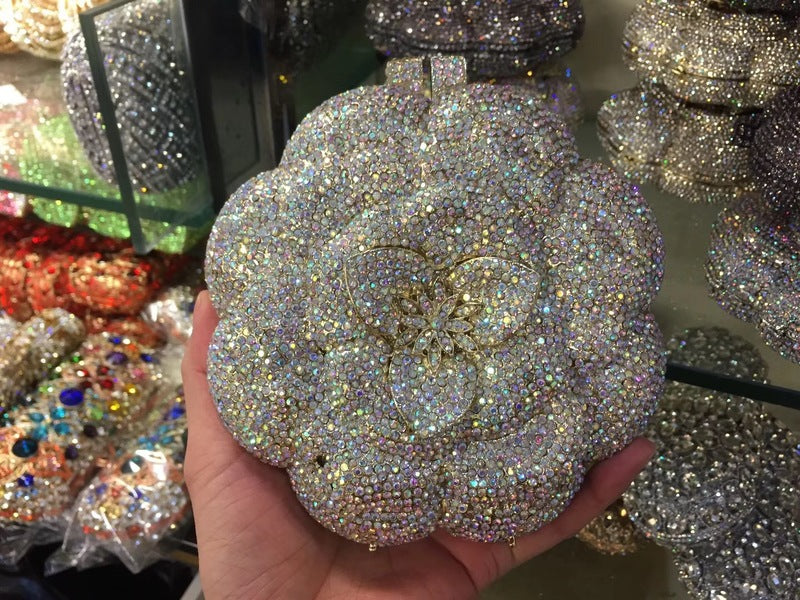Women's Rose Metal Dinner Bag – Elegant Daily & Evening Clutch Handbag