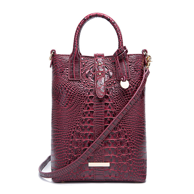 Women's Retro Multi-Colour Crocodile Pattern Shoulder Bag – Textured Vintage Handbag