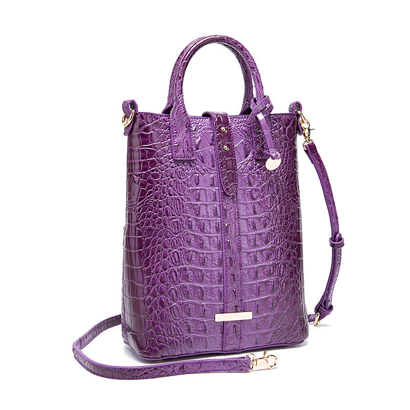 Women's Retro Multi-Colour Crocodile Pattern Shoulder Bag – Textured Vintage Handbag