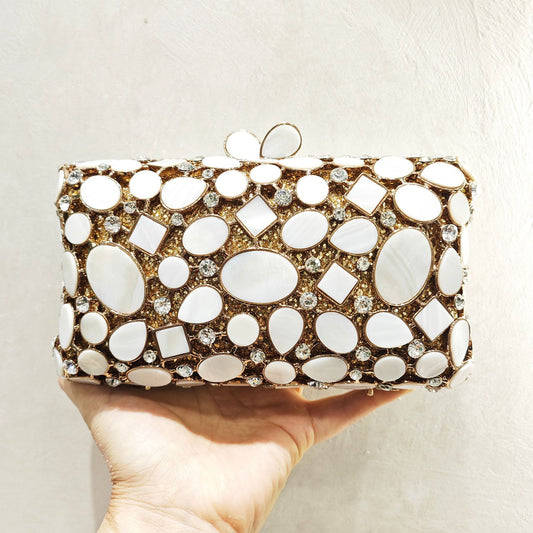 Women's Full Diamond Crystal Shell Clutch Bag – Hollow Evening Dinner Bag